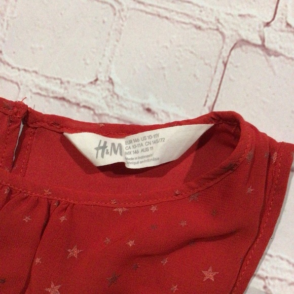 H&M Girl’s Red with Gold Stars Sleeveless Formal Dress - Size 10-11Y - Picture 7 of 8